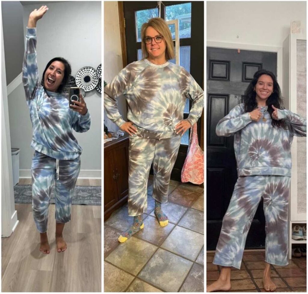Fotocollage einer TVAH-Lehrerin und ihrer beiden Töchter in passenden Outfits